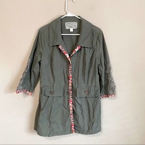 Anthropologie Nic & Mo Green Embroidered Jacket